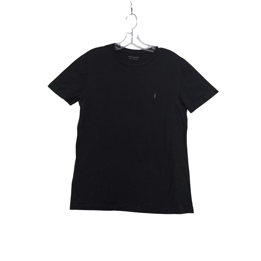 AllSaints Tonic Crew T-Shirt Mens Small Black 100% Cotton Ramskull Logo Tee